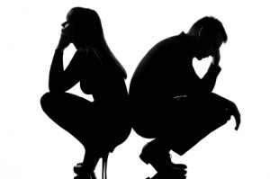 one dispute sad couple man and woman